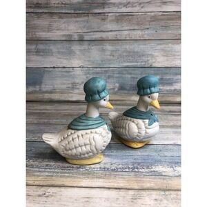 Geese Duck Salt Pepper Shaker Vintage Blue Bonnet Farmhouse Animal Figurines 4'